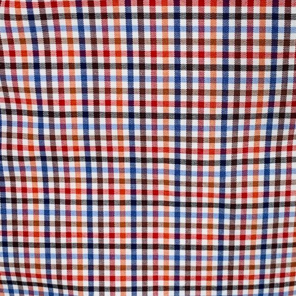 CULTURATA Size M Red Blue White Plaid Cotton Long Sleeve Shirt - Picture 2 of 7